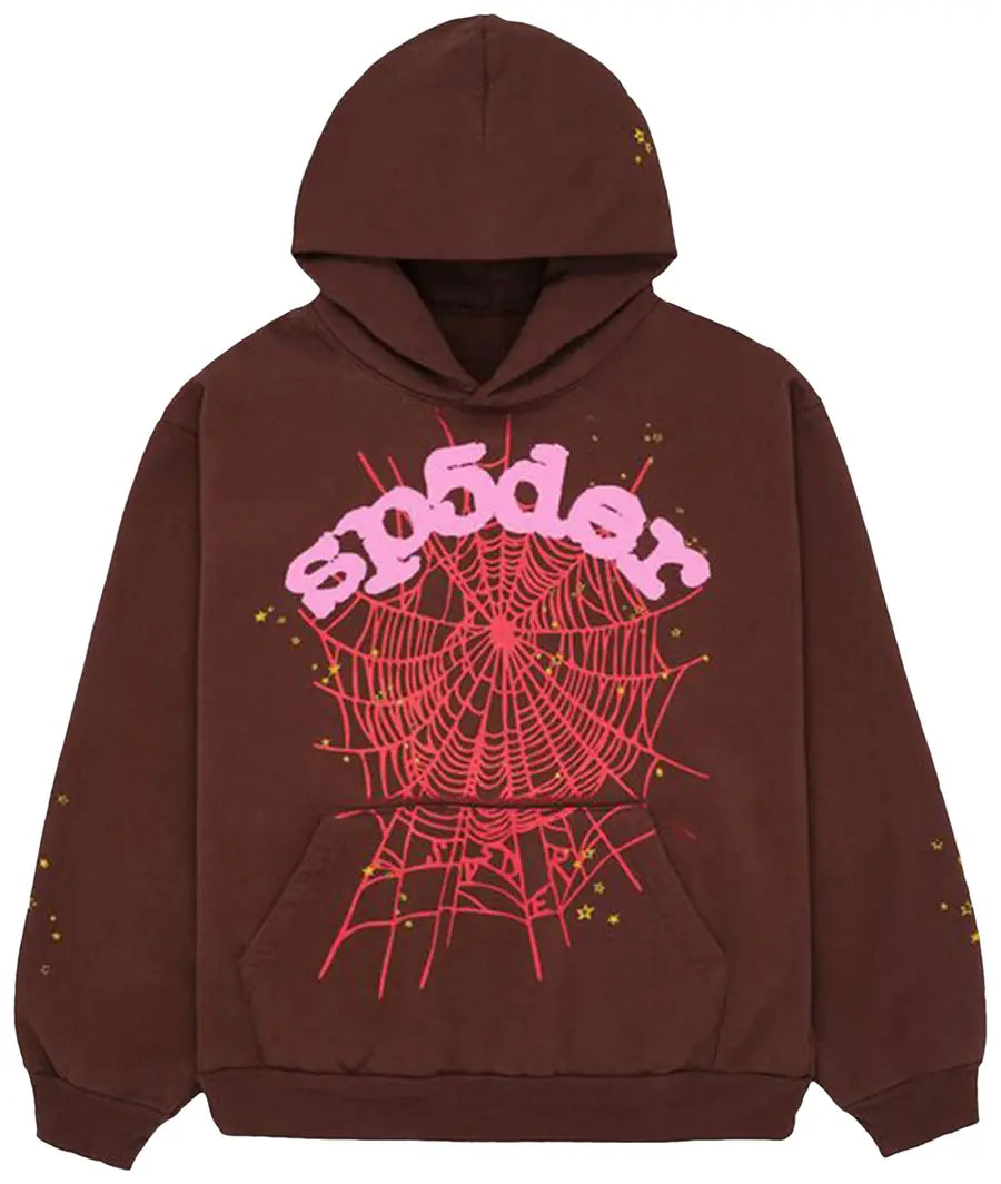 Sp5der Web Hoodie Brown - Visual Streetwear