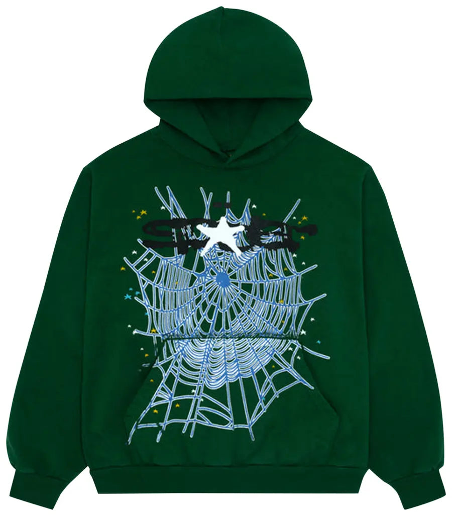 Sp5der Web Hoodie Hunter Green - Visual Streetwear