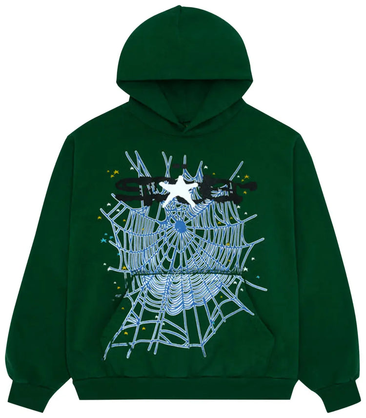 Sp5der Web Hoodie Hunter Green - Visual Streetwear