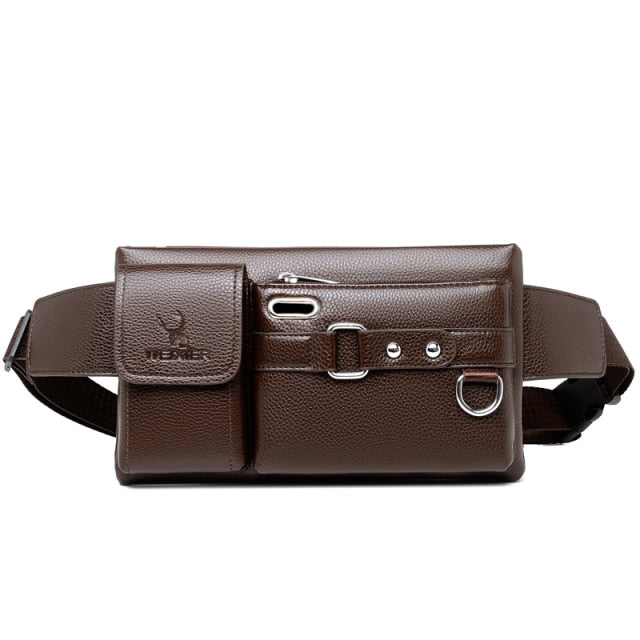 "Sling Bag" Leather Chest Shoulder Bag - Visual Streetwear