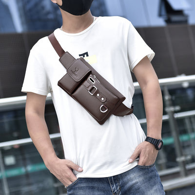 "Sling Bag" Leather Chest Shoulder Bag - Visual Streetwear